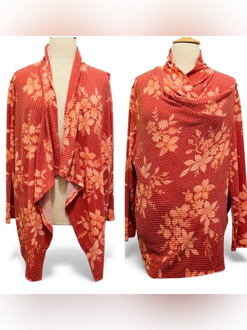 HOST PICK!! Floral Waterfall Cardigan in Coral and Cream sz 3XL